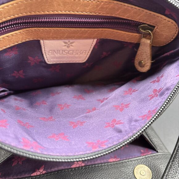 Anuschka Leather Hand Painted Dragonflies & Sunflowers Handbag - Picture 6 of 16